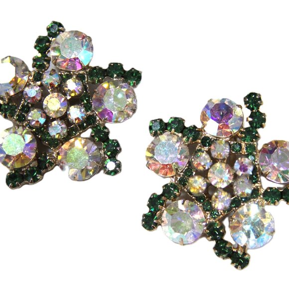 JULIANA DELIZZA & ELSTER VERIFIED HUGE RHINESTONE EARRINGS